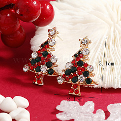 Ohrstecker aus Legierung mit Weihnachtsbaum-Strass&nbsp;WG792CD-01