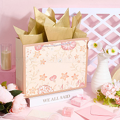 1 Stück Geschenktüten aus Papier mit Blumendruck und Seilgriff&nbsp;ABAG-SP0001-30C