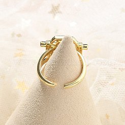 Anelli con polsino aperto in ottone micro pavé di zirconi cubici trasparenti per donna e uomo&nbsp;KK-B124-12G