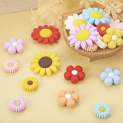 19 Stück 19 Stile Blumen Lebensmittelqualität umweltfreundliche Silikon Fokalperlen&nbsp;SIL-BT0001-05