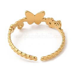 Anelli polsino aperti a forma di farfalla con fiore cavo in acciaio inossidabile 304 per donna&nbsp;STAS-D085-05G