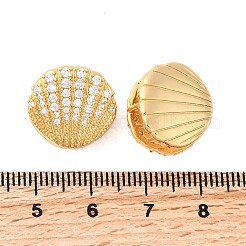 Creolen aus Messing mit Mikropavé und klaren Zirkonia in Muschelform&nbsp;EJEW-C158-05G
