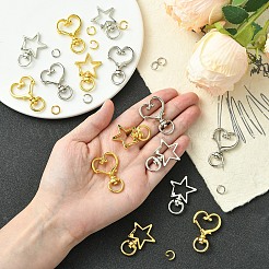 20 Stück 4 Stile Herz/Stern Legierung Schwenkverschlüsse&nbsp;FIND-YW0005-60