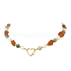 Collares con cuentas de ámbar natural en bruto&nbsp;NJEW-JN06583-02
