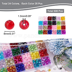 600pcs 24 Farben transparente Knisterglasperlen&nbsp;CCG-PH0001-12