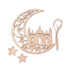 Moon & Castle Anhänger aus unbehandeltem Holz&nbsp;WOOD-M003-04