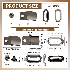 40 kit de fermoirs et de sangles pour casquette de baseball en fer&nbsp;FIND-BC0014-10B