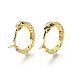 Orecchini a cerchio in ottone con micro pavé di zirconi cubici a forma di serpente&nbsp;EJEW-H157-07G