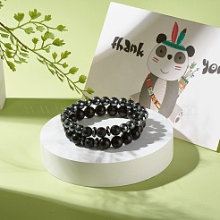 Ensemble de bracelets extensibles en perles rondes en bois naturel&nbsp;BJEW-JB07340