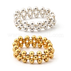 2 anello per le dita con perline rotonde in ottone&nbsp;RJEW-JR00909