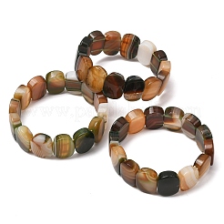 Bracelets extensibles en perles ovales d'agate naturelle rubanée (teinte et chauffée) pour femmes et hommes&nbsp;GG-CBA9ACE-A12