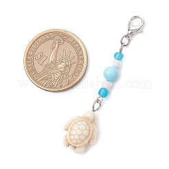 3 pz ciondolo con ciondolo in turchese sintetico a tema oceano e perline di vetro decorazioni&nbsp;HJEW-JM03155