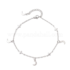 Cavigliere con catena a maglie incrociate in acciaio inossidabile 304&nbsp;AJEW-AN00739-02