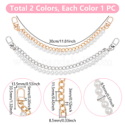 2 pz. 2 colori plastica ABS imitazione perla estensore per tracolla borsa&nbsp;AJEW-UN0002-26