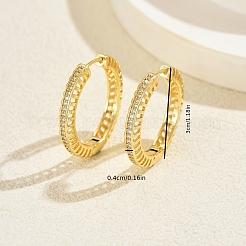 Orecchini a cerchio in ottone cavo con zirconi cubici trasparenti&nbsp;LS-SP8143