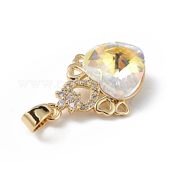 Colgantes de circonio cúbico transparente micro pavé de latón chapado en oro real de 18k&nbsp;KK-C015-30G-08