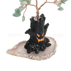 Adornos de árbol de la vida con chips de aventurina verde natural con temática de Halloween&nbsp;DJEW-B013-02D