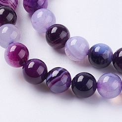 Chapelets de perles rondes en agate à rayures naturelles/en agate à bandes&nbsp;X-G-G582-8mm-05