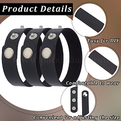 18 pulsera de cuero sintético con cierre a presión para hombre y mujer.&nbsp;BJEW-CY0001-13B