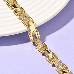 Armband aus rechteckigen Gliederketten mit klaren Zirkonia&nbsp;BJEW-G773-03G