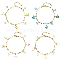 Fußkettchen aus gefärbten synthetischen Türkisperlen für Damen&nbsp;AJEW-AN00799