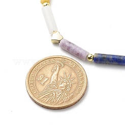 Collana di perline a colonna con pietre preziose miste naturali e sintetiche con cuore in ottone da donna&nbsp;NJEW-JN03911
