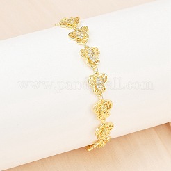 Messing-Gliederkettenarmbänder mit Mikropflaster und klarem Zirkonia für Damen&nbsp;BJEW-A090-10C-G