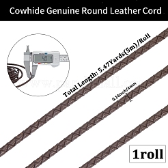 5 m runde geflochtene Buchstabenkordel aus Rindsleder&nbsp;WL-GF0001-34B-04