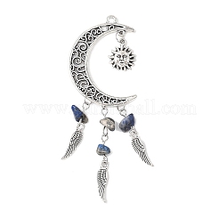 14 Stück 7 Stile synthetischer Türkis & natürliches Tigerauge & Amethyst & Rosenquarz & grüner Aventurin & roter Jaspis & Lapislazuli-Chip & große Chakra-Anhänger aus Legierung&nbsp;PALLOY-JF04679