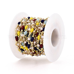 Chaîne en perles d'imitation en plastique et en verre faite à la main&nbsp;KK-N281-04G