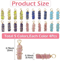 20pcs 5 Arten natürliche und synthetische Edelsteinanhänger&nbsp;PALLOY-YW00084