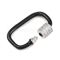 Fermoirs mousquetons à vis ovales en laiton micro-pavé de zircone cubique transparente&nbsp;KK-B167-01B-P