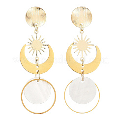 Boucles d'oreilles pendantes en coquillage naturel&nbsp;EJEW-JE07458