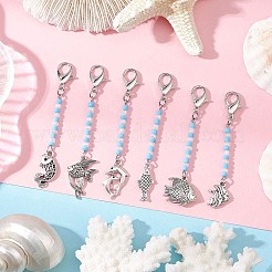 6 pz decorazioni pendenti in lega di zinco a forma di pesce&nbsp;HJEW-JM03230