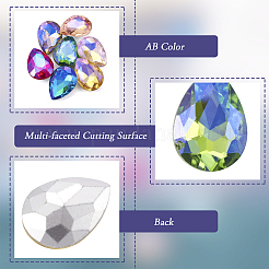 70 Stück 7 Farben spitz zulaufende Glas-Strass-Cabochons&nbsp;RGLA-TA0001-06