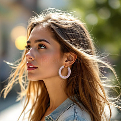 1 paire de boucles d'oreilles créoles en acier inoxydable 304&nbsp;EJEW-TA0001-89C