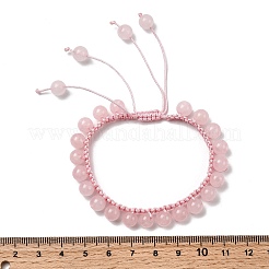 Verstellbare geflochtene Perlenarmbänder aus natürlichen Rosenquarzperlen für Frauen&nbsp;BJEW-L713-B01