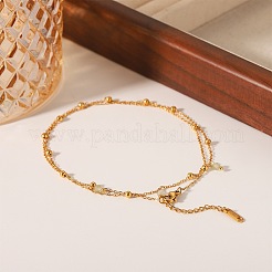 Doppellagige Armbänder aus Edelstahl 304 im französischen Stil mit Kabelkette&nbsp;IW3608