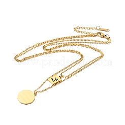 Colgantes planos redondos y rectangulares collar de doble capa&nbsp;NJEW-G085-01G