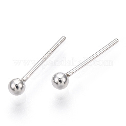 925 boucles d'oreilles puces boule ronde en argent massif&nbsp;STER-T005-01B