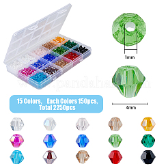 2250 Stück 15 Farben Imitation österreichischer Kristall 5301 Doppelkegelperlen&nbsp;GLAA-HY0001-23
