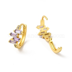 Boucles d'oreilles créoles rectangle zircone cubique&nbsp;EJEW-E270-04G