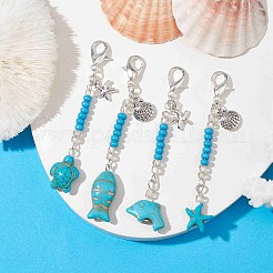 4 pendentif décoratif turquoise synthétique.&nbsp;HJEW-MZ00048