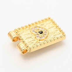 Ciondoli in ottone micro pavé di zirconi neri e trasparenti&nbsp;X-ZIRC-O036-54G