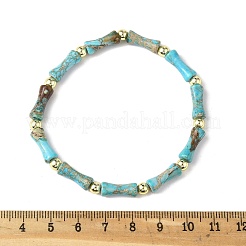 Pulseras elásticas de cuentas de jaspe imperial teñidas naturalmente para hombres y mujeres.&nbsp;BJEW-L171-03A