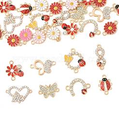30 Stück 12 Stile Zinklegierung Emaille-Anschluss-Charms&nbsp;FIND-FS0004-42