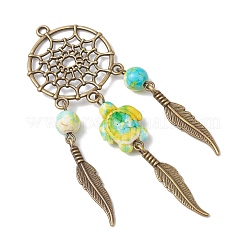 Filet tissé / toile avec pendentifs en alliage de plumes&nbsp;PALLOY-JF03979