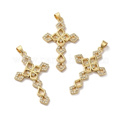Ciondoli in ottone con placcatura a cremagliera con micro pavé di zirconi chiari&nbsp;KK-F853-03G