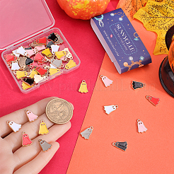 60 Stück 6 Farben Halloween-Legierungs-Email-Anhänger&nbsp;FIND-SC0010-89