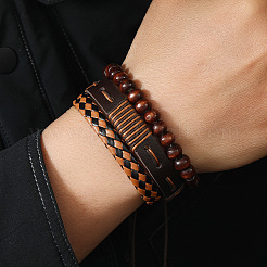 3 pz braccialetti intrecciati in similpelle per uomo&nbsp;PW-WGA96D4-01